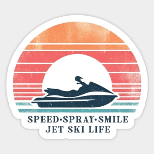 Retro Jet Ski Sunset - Watersports Enthusiast Tee Sticker